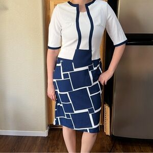 SHEIN Navy and White Geometric dress
